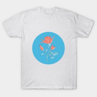red rose on blue T-Shirt